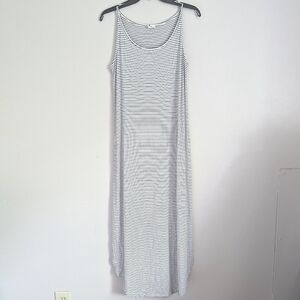 Cable & Gauge Black & White Striped Side Slit Maxi Dress Size Large